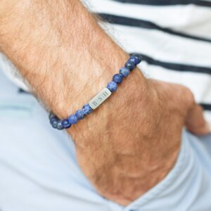 Personlig armbånd med edelstener - Blått - S