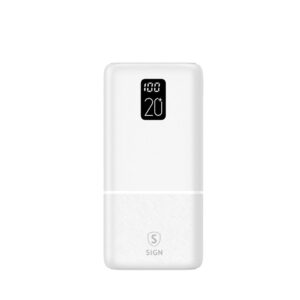 SiGN Ekstremt kraftig QC Powerbank 20000mAh, 2.1A - Hvit