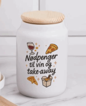 nødpenger til vin og takeaway